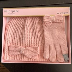NWT Kate Spade pink hat and gloves gift set